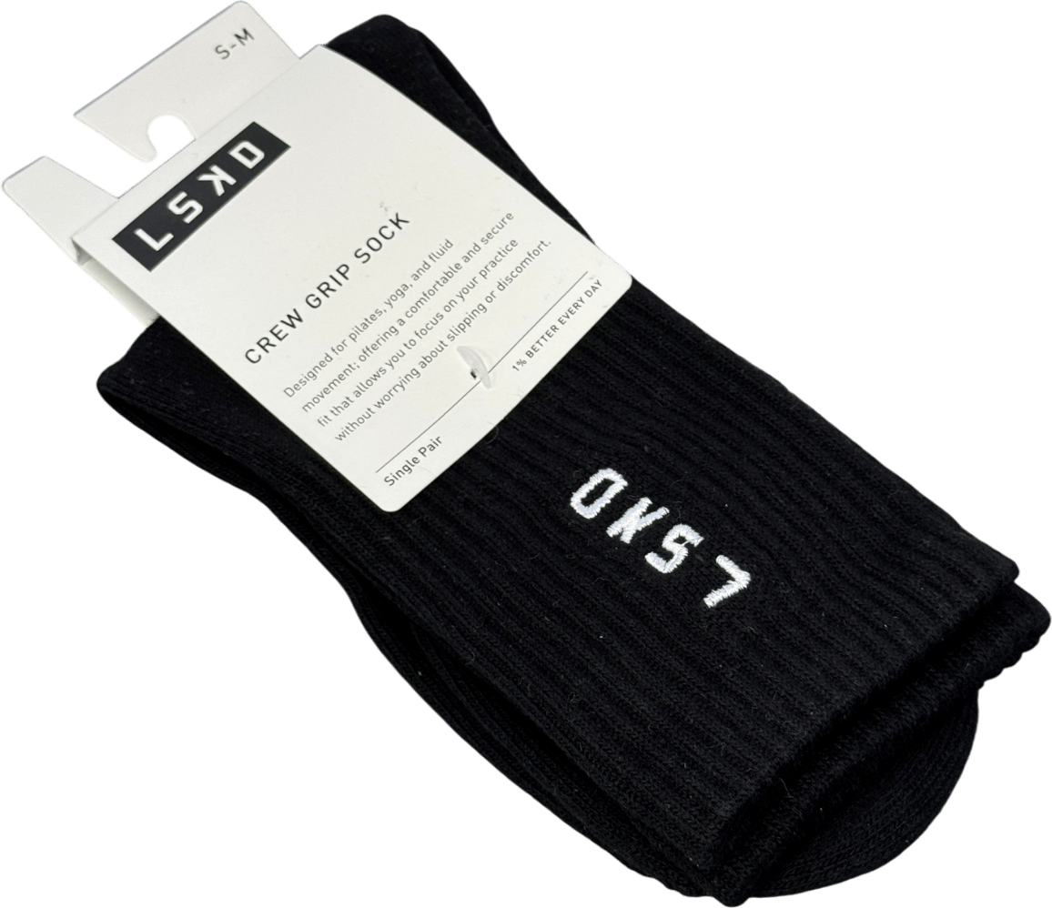 LSKD Black Signal Crew Pilates Grip Sock UK S/M - Reliked