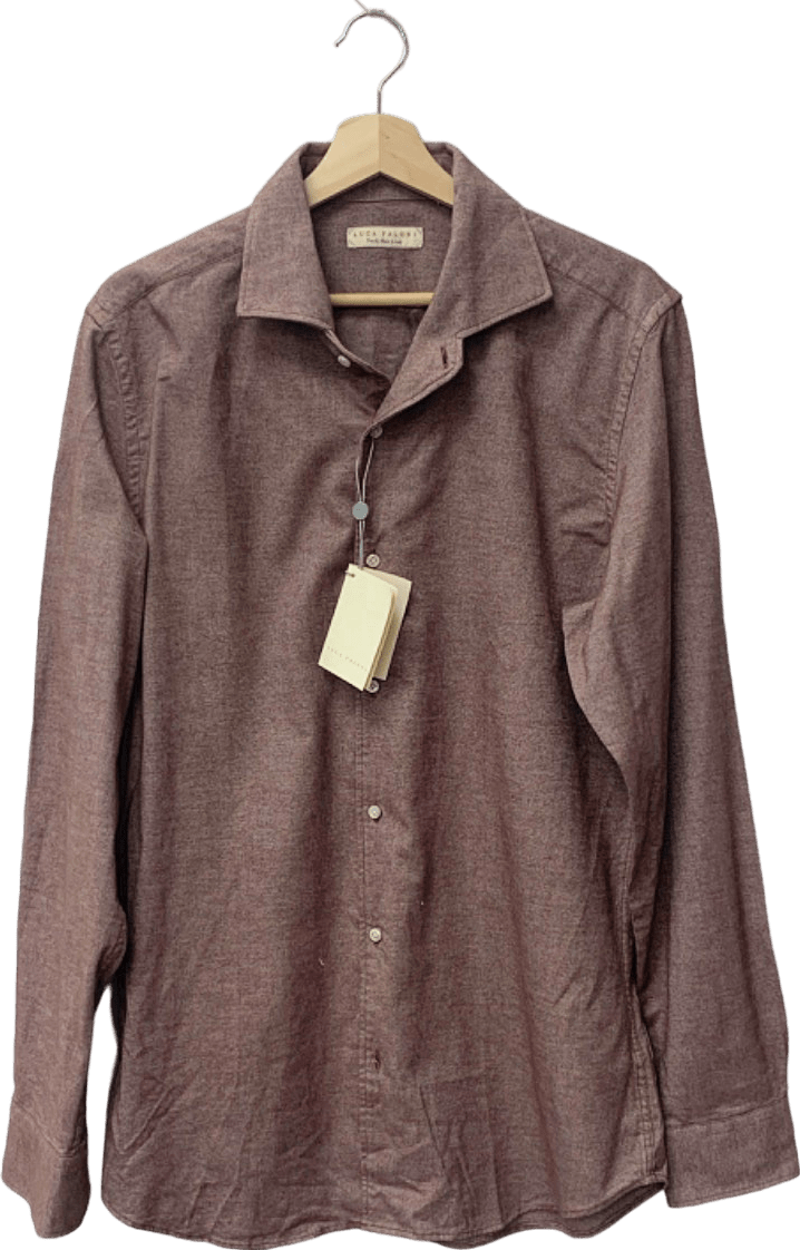 Luca Faloni Nocciola Brown Brushed Cotton Shirt XL (16.5 / 42) Slim Fit - Reliked