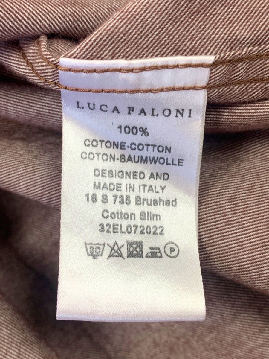 Luca Faloni Nocciola Brown Brushed Cotton Shirt XL (16.5 / 42) Slim Fit - Reliked
