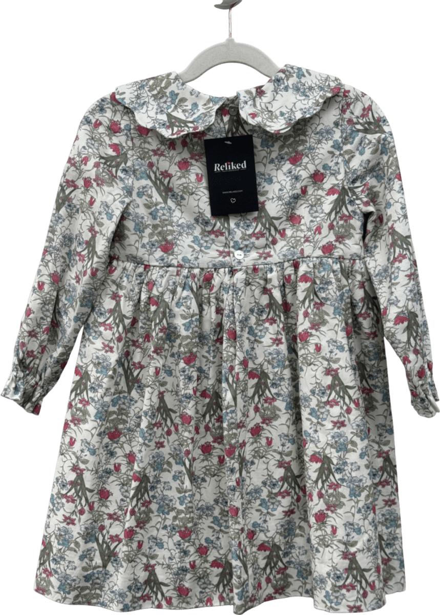 Luca & Luca Cream Scalloped Collar Floral Dress 5 Years - Reliked