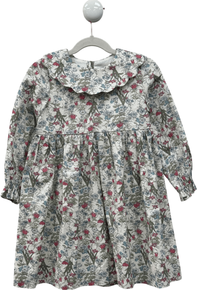 Luca & Luca Cream Scalloped Collar Floral Dress 5 Years - Reliked