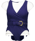 Lula Ru Navy Blue Belted Swimsuit UK S - Reliked