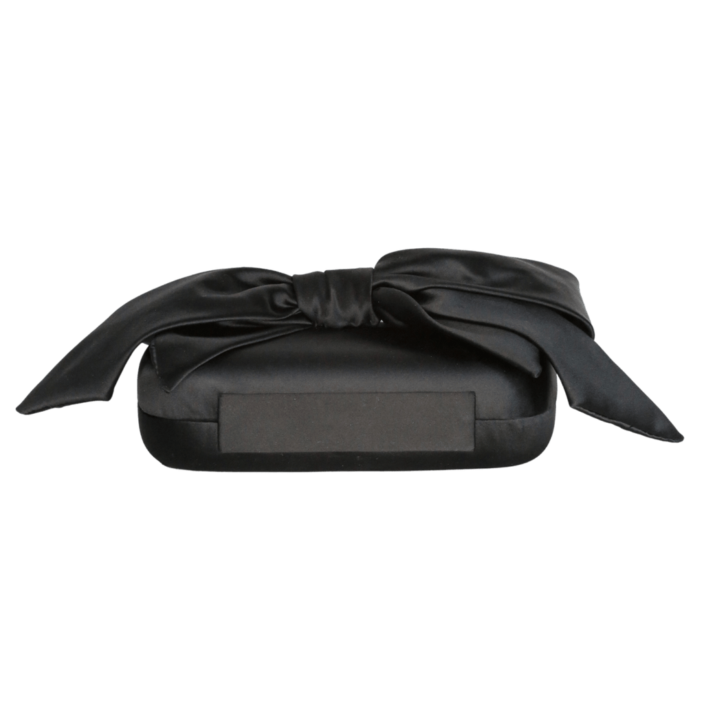 lulu guinness Black Satin Bow Monroe Clutch Bag - Reliked