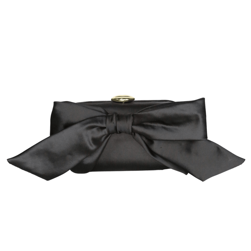 lulu guinness Black Satin Bow Monroe Clutch Bag - Reliked