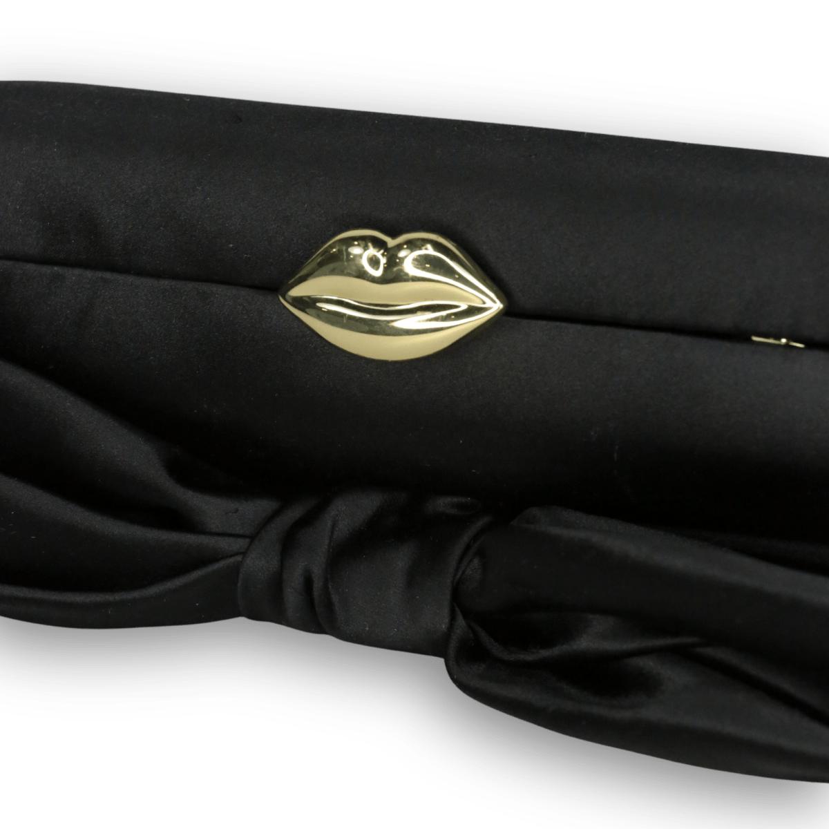 lulu guinness Black Satin Bow Monroe Clutch Bag - Reliked