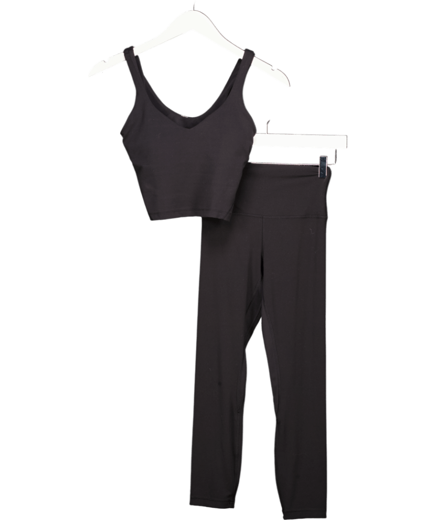 Lululemon Black Tank Top Light Support And High - rise Ribbed Pant 28" UK 4 - Reliked