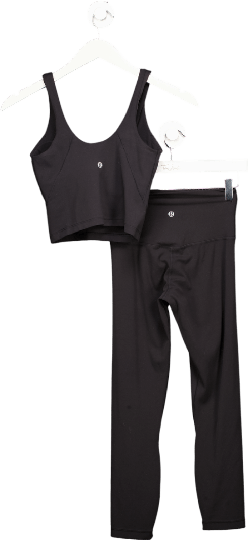 Lululemon Black Tank Top Light Support And High - rise Ribbed Pant 28" UK 4 - Reliked