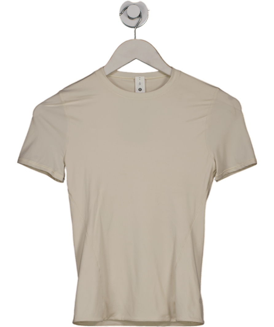 Lululemon Cream Ultra - soft Nulu Hip - length Crewneck Shirt UK XS - Reliked