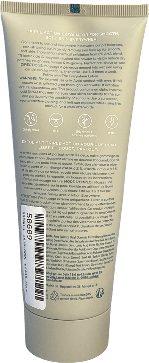luna daily The Everywhere Exfoliator With Ahas For Keratosis Pilaris, Ingrowns & Smoother Skin 180ml - Reliked
