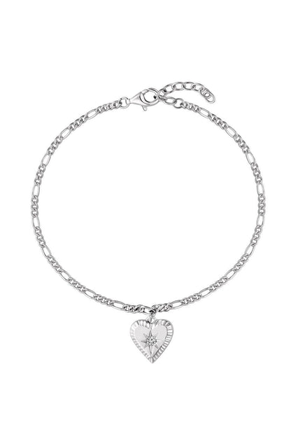 SIMPLY SILVER 925 Sterling Silver Heart Pendant Bracelet One Size