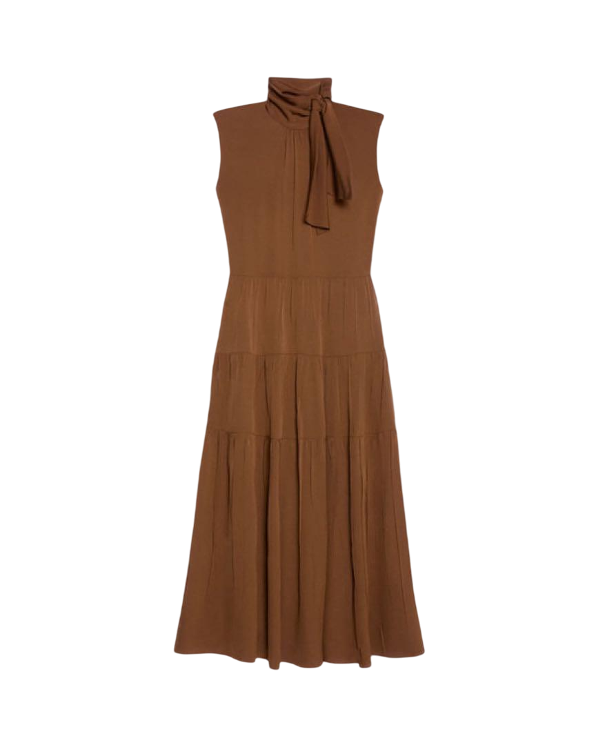 Theory Brown Tiered Georgette Dress UK 4