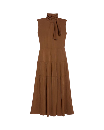 Theory Brown Tiered Georgette Dress UK 4