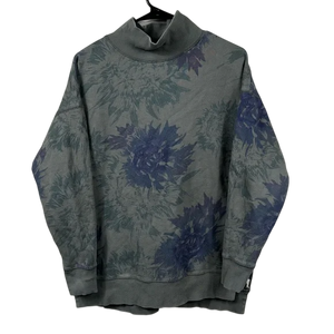 Free People Green Floral Turtle Neck Sweatshirt UK S