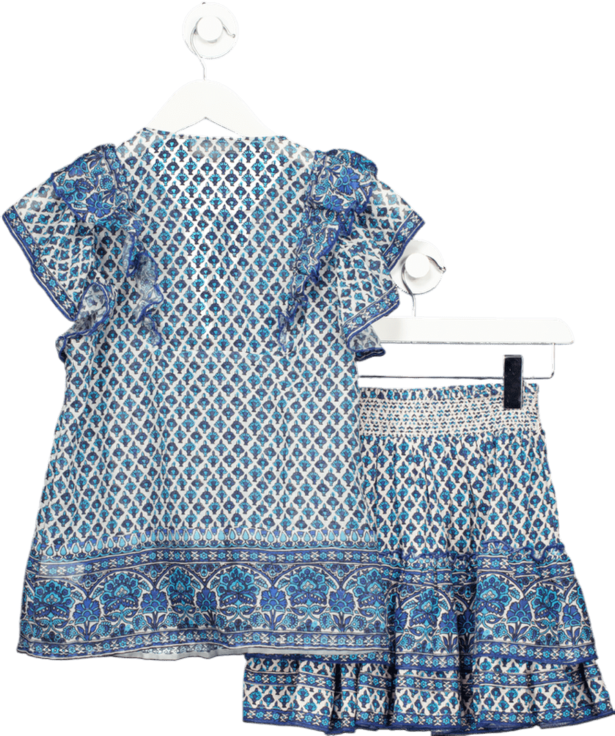 m.a.b.e Blue Viti Frill Top And Skirt Set UK XS - Reliked