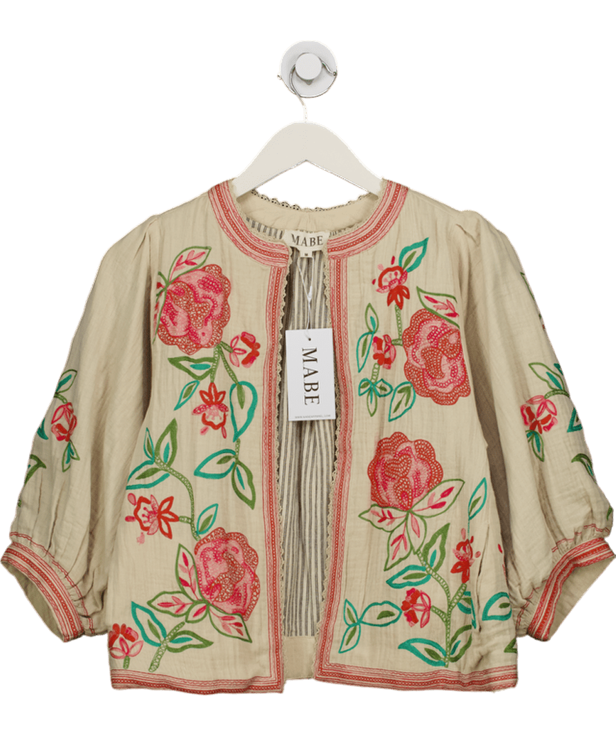 M.A.B.E Cream Lucia Embellished Jacket Multi UK M - Reliked