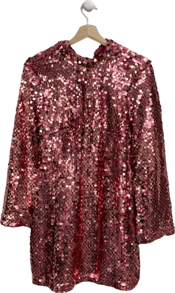 Maeve Pink Sequin Open - Back Mini Dress Medium - Reliked