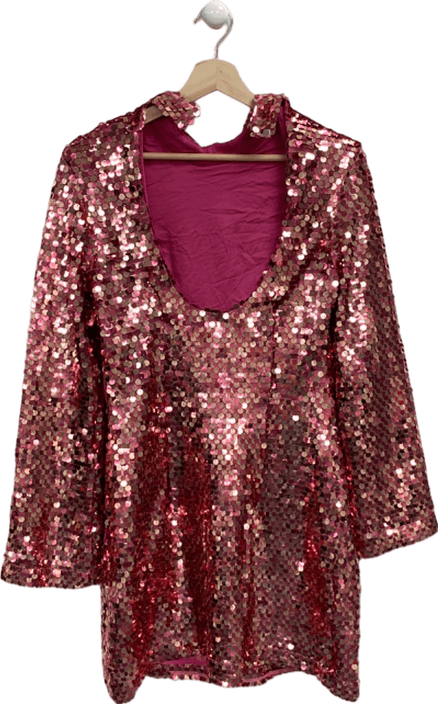 Maeve Pink Sequin Open - Back Mini Dress Medium - Reliked
