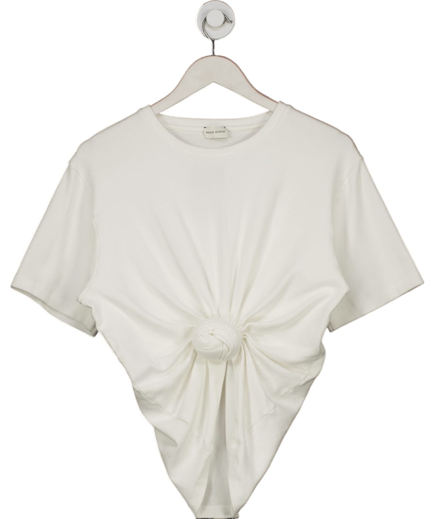 Magda Butrym White Knotted Cotton T-shirt UK 8 - Reliked