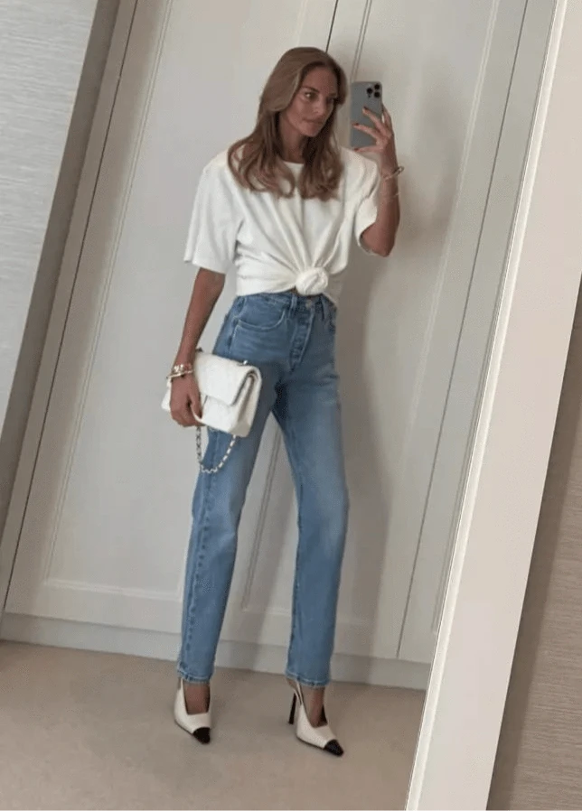 Magda Butrym White Knotted Cotton T-shirt UK 8 - Reliked