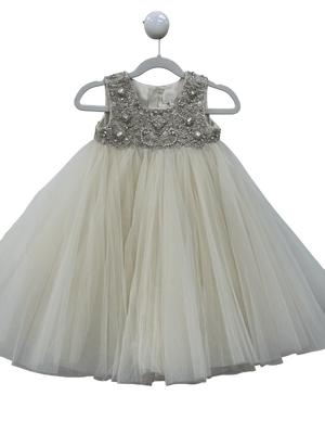 Maison Ava Cream Tulle Crystal Embellished Dress 4 Years