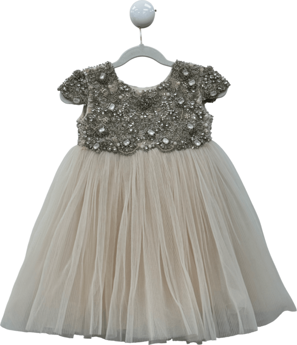 Maison Ava Pink Pleated Tulle Crystal Dress 4 Years - Reliked