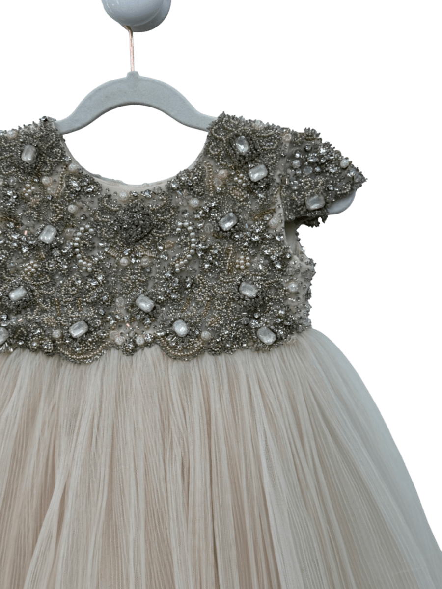 Maison Ava Pink Pleated Tulle Crystal Dress 4 Years - Reliked