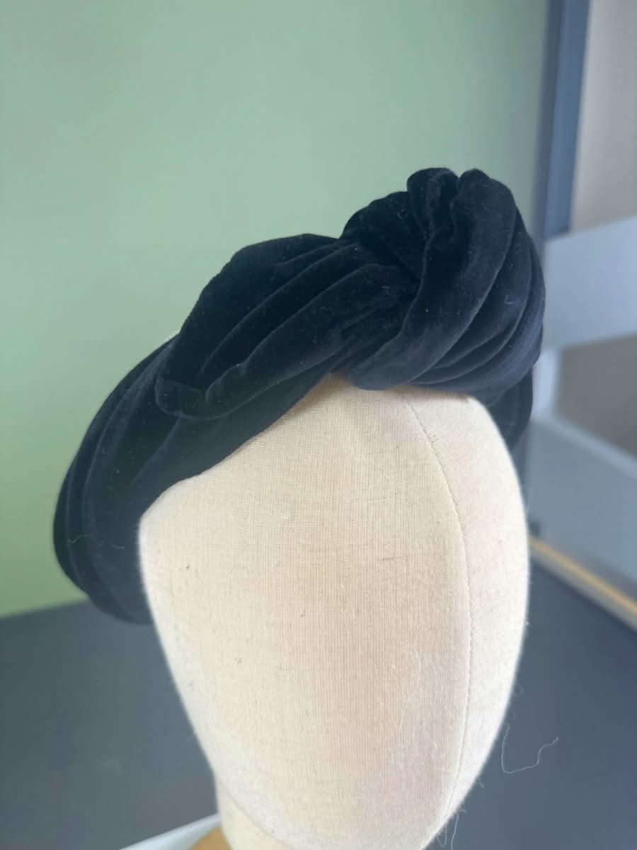 Maison Michel Black Velvet Turban Headband OS - Reliked