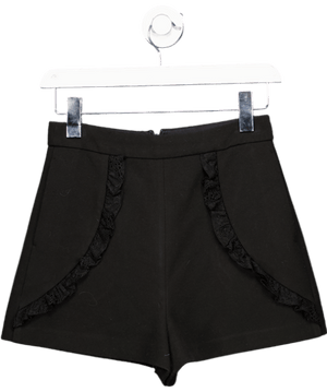 Maje Black Crepe Shorts With Lace Frill Detail Fr36 UK 8