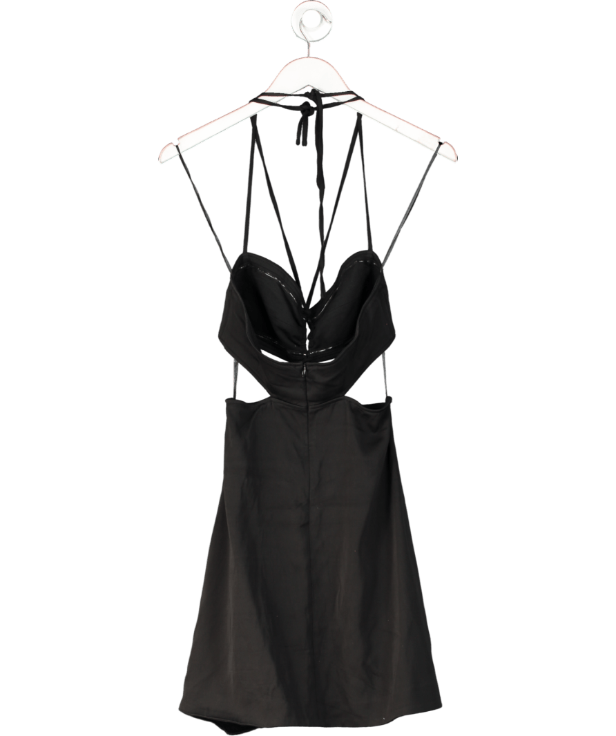 Maje Black Cutout Crepe Halterneck Mini Dress UK S - Reliked