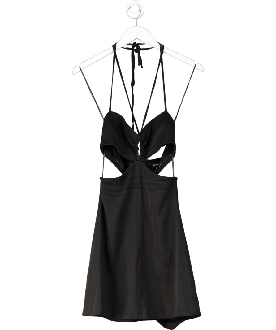 Maje Black Cutout Crepe Halterneck Mini Dress UK S - Reliked