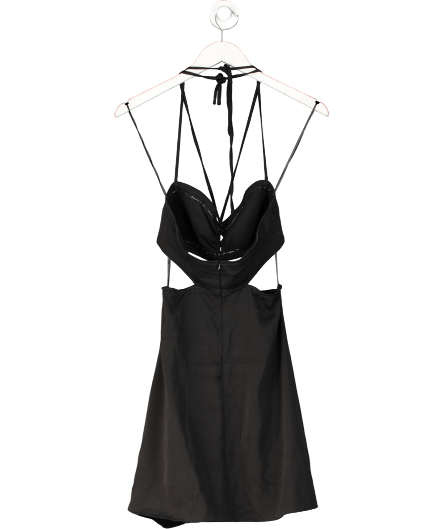 Maje Black Cutout Crepe Halterneck Mini Dress UK S - Reliked