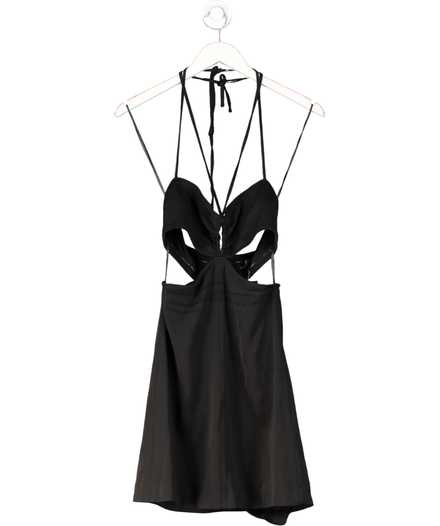 Maje Black Cutout Crepe Halterneck Mini Dress UK S - Reliked