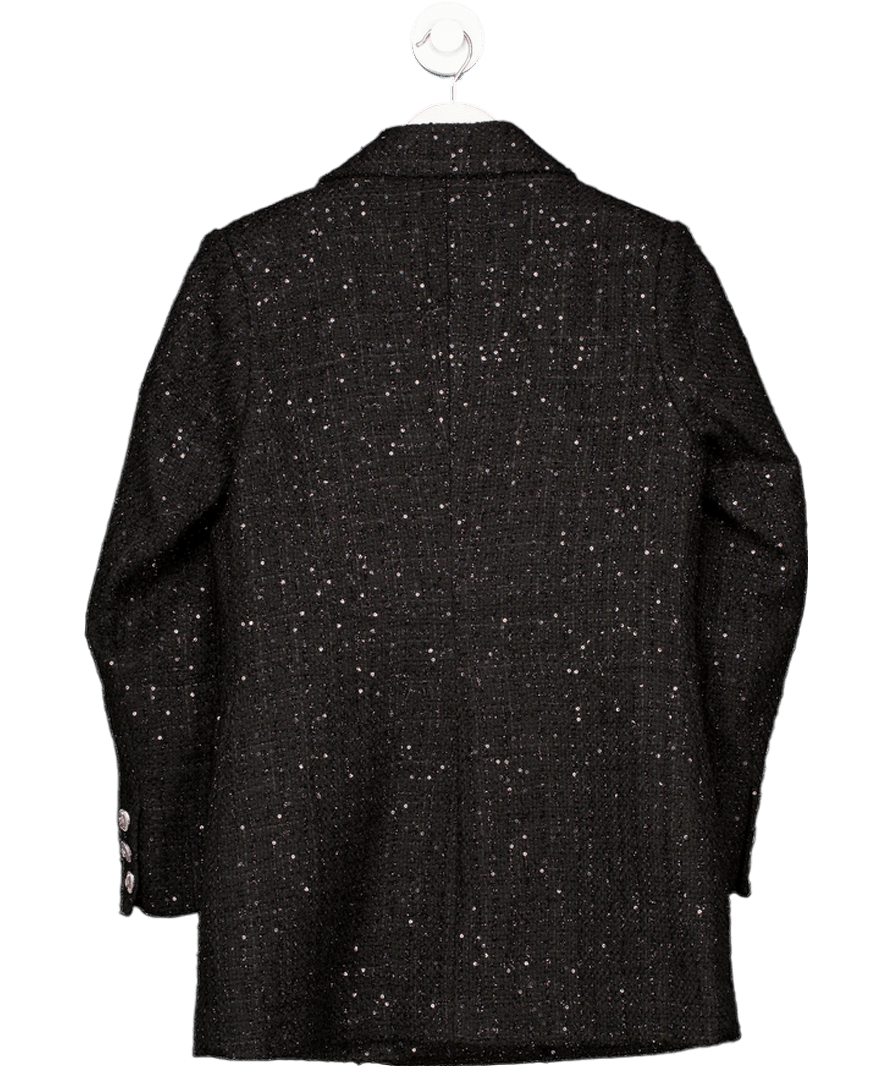 Maje Black Double - breasted Sequined Tweed Blazer Fr38 UK 10 - Reliked