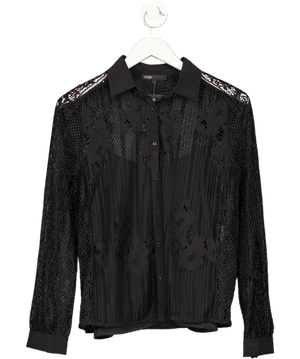 Maje Black Lace Shirt With Camisole UK 8