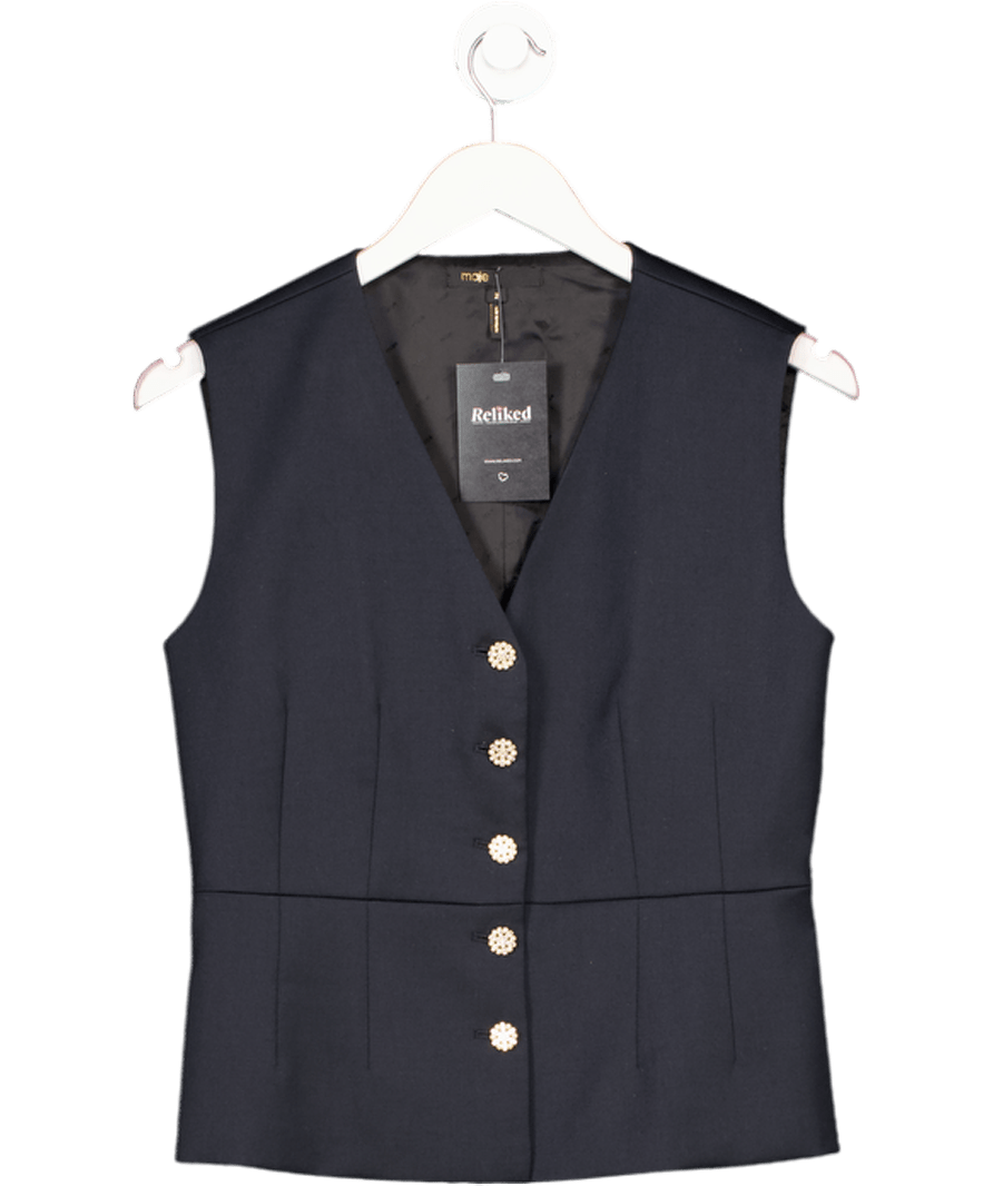 Maje Blue V - neck Vest UK 6 - Reliked