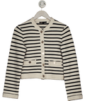 Maje Cream / Black Classic Striped Cardigan With Gold Button UK XS - Reliked