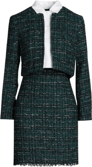 Maje Green Stretch Metallic Bouclé-tweed Mini Dress And Jacket Set Fr34 UK 6