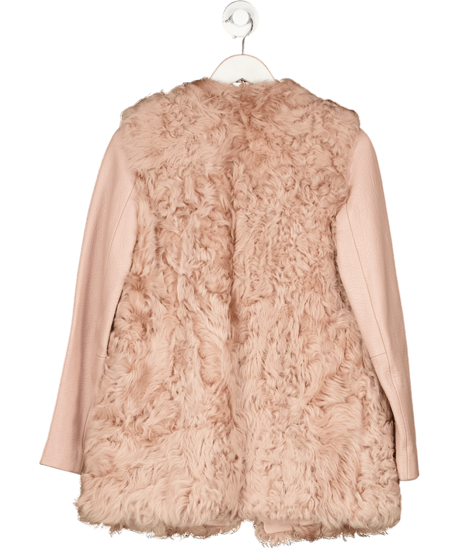 Maje Nude Pink Leather And Shearling Jacket Fr36 UK 8 - Reliked