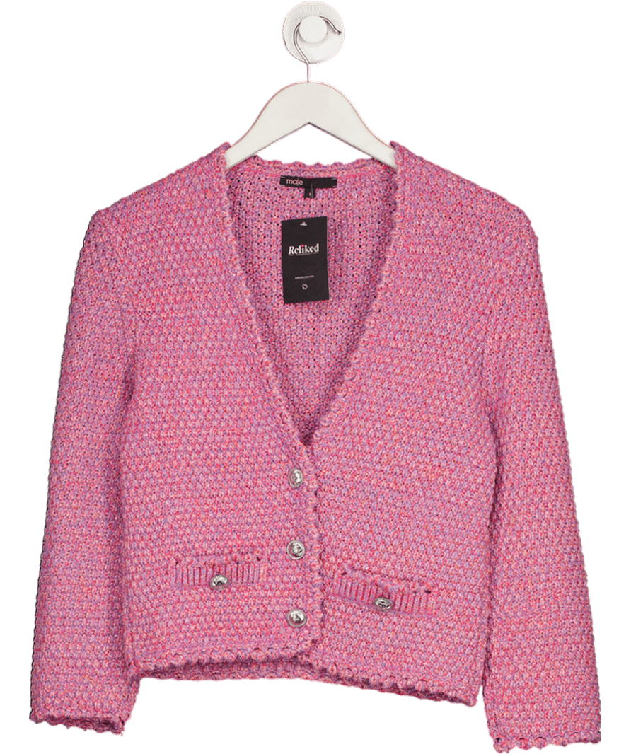 Maje Pink Tweed - effect Knit Cardigan Sz1 UK 8 - Reliked