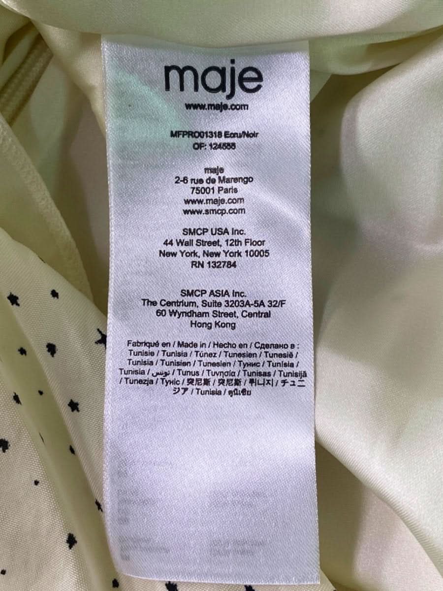 Maje Retro Flowing Dot Print Asymmetrical Hem Dress In Natural EU 36 UK 8 - Reliked