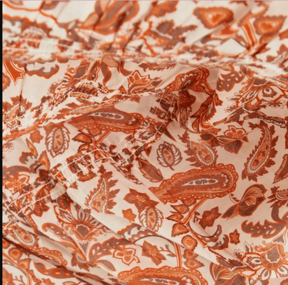 Maje Rust / Brown Shirred Paisley - print Cotton Maxi Dress FR36 UK 8 - Reliked