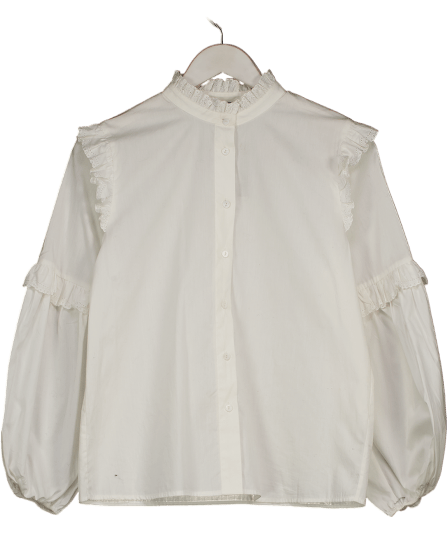Maje White Loutan Cotton - poplin Shirt Sz2 UK S - Reliked
