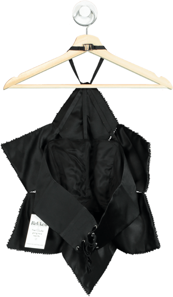 Malva Florea Black Halter Neck Star Bodysuit UK XS - Reliked