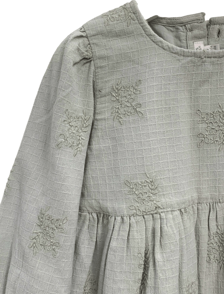Mamas & Papas Sage Green Embroidered Dress 2 - 3 years - Reliked