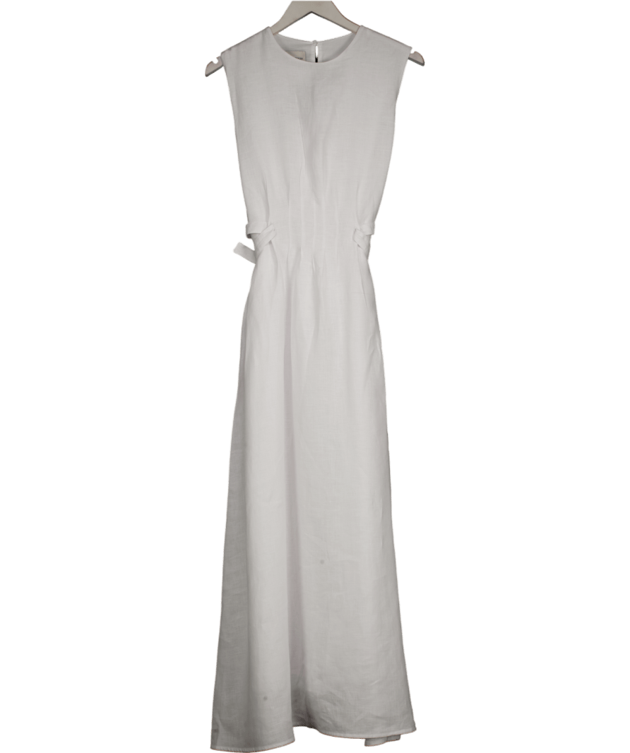 MANDIBREEZE White Linen Marion Dress UK M - Reliked