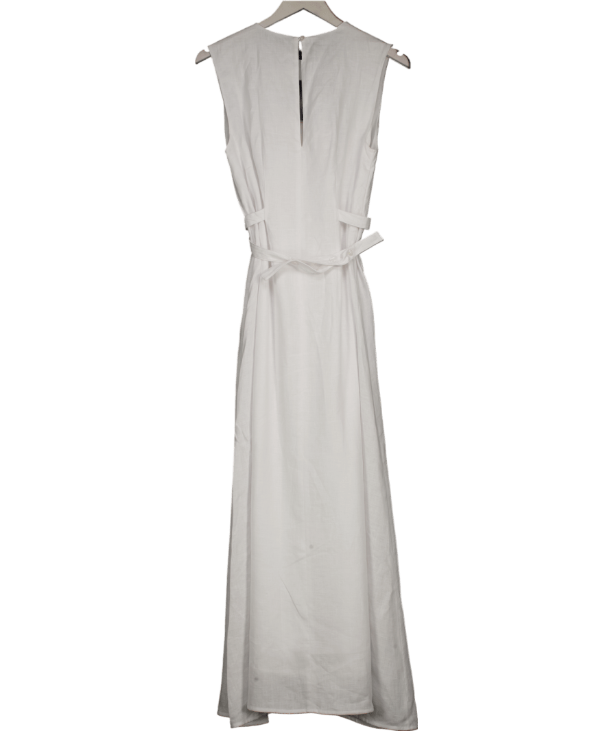 MANDIBREEZE White Linen Marion Dress UK M - Reliked