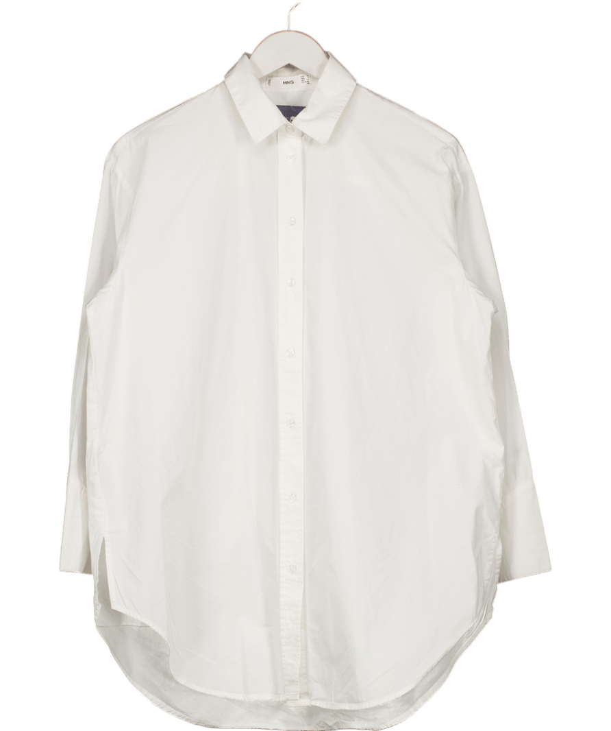MANGO 100% Cotton White Oversized Shirt UK S - Reliked