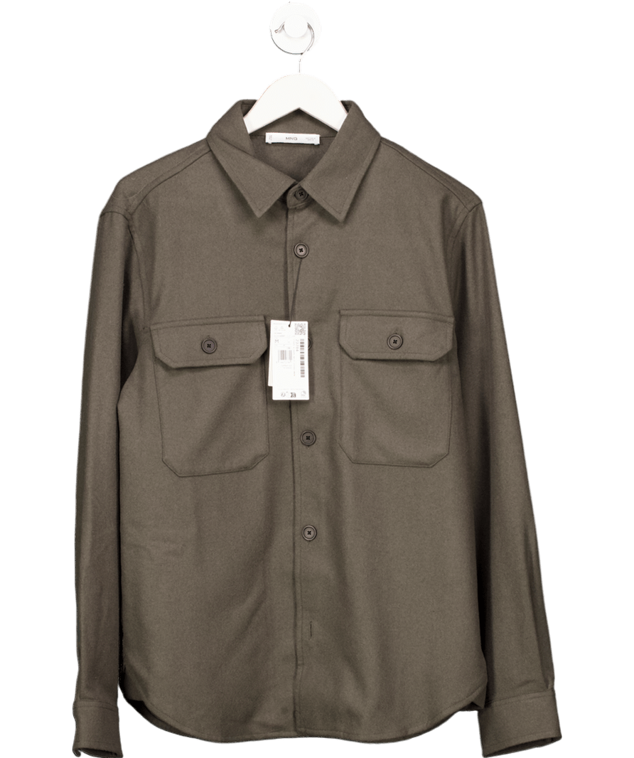MANGO Beige Brushed Flannel Overshirt UK M - Reliked