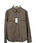 MANGO Beige Brushed Flannel Overshirt UK M - Reliked
