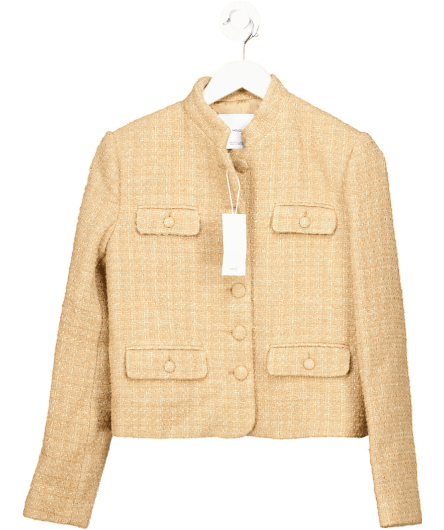 MANGO Beige Camel Tweed Jacket UK S - Reliked